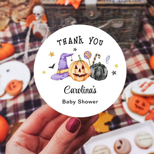 Halloween Baby Shower Thank you Classic Round Sticker