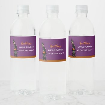 Halloween Baby Shower Water Bottle Labels by AnnounceIt at Zazzle