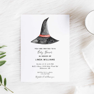 Halloween Baby Shower Watercolor Witch's Hat Cute Invitation