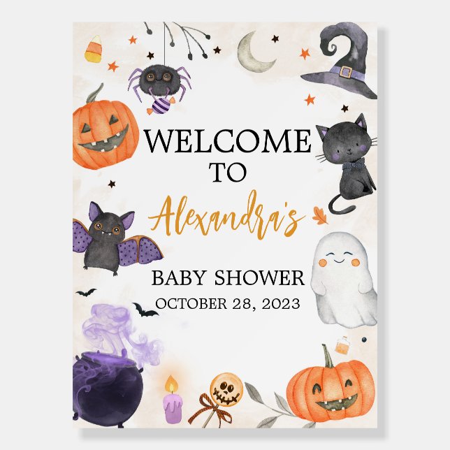 Halloween Baby Shower Welcome Sign (Front)