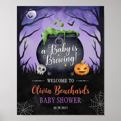 Halloween Baby Shower Welcome Sign Baby is Brewing