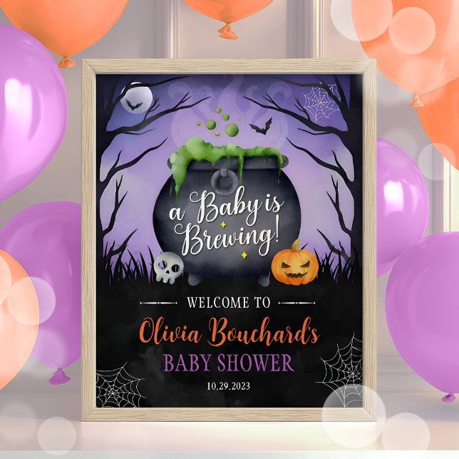 Halloween Baby Shower Welcome Sign Baby is Brewing (Creator Uploaded)