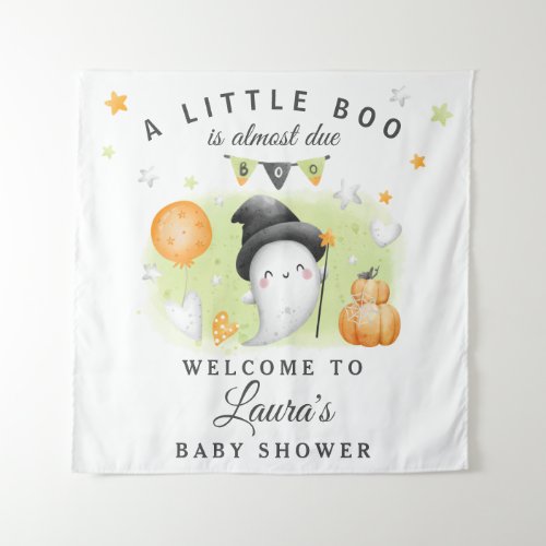 Halloween Baby Shower Welcome Sign Tapestry