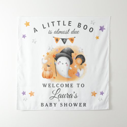 Halloween Baby Shower Welcome Sign Tapestry Orange