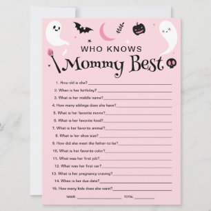 Halloween Baby Shower Who Knows Mom Best Game Card
