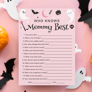 Halloween Baby Shower Who Knows Mom Best Game Card