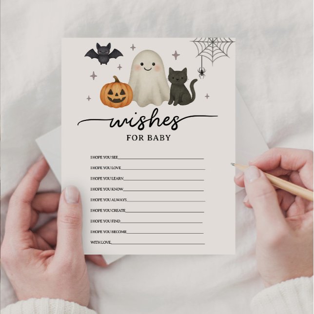 Halloween Baby Shower Wishes For Baby And Game Advice Card (Creator Uploaded)