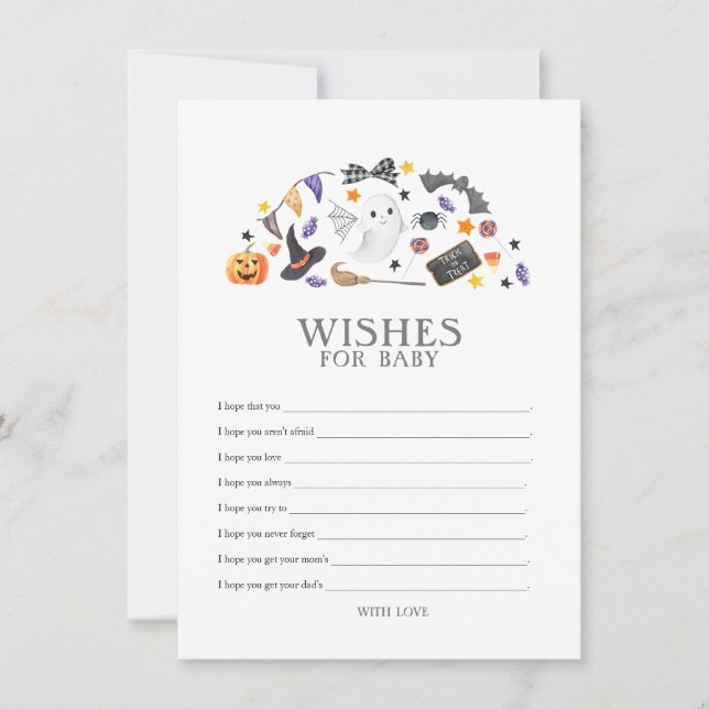 Halloween Baby Shower, Wishes for Baby Note Card (Front)