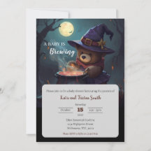Halloween Baby Shower Witch Bear Invitation