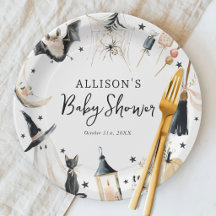Halloween Baby Shower Witch Paper Plate