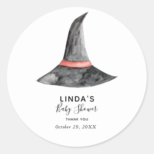 Halloween Baby Shower Witchs Hat Simple Elegant Classic Round Sticker