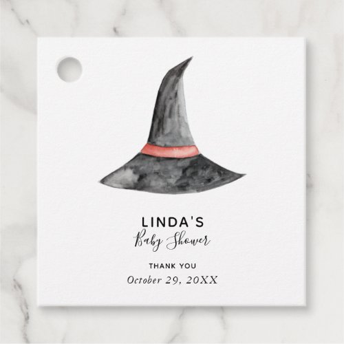 Halloween Baby shower witchs hat simple elegant Favor Tags