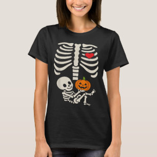 Halloween Baby Skeleton Heart Pregnancy Outfit T-Shirt