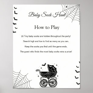 Halloween Baby Sock Hunt Baby Shower Game Sign