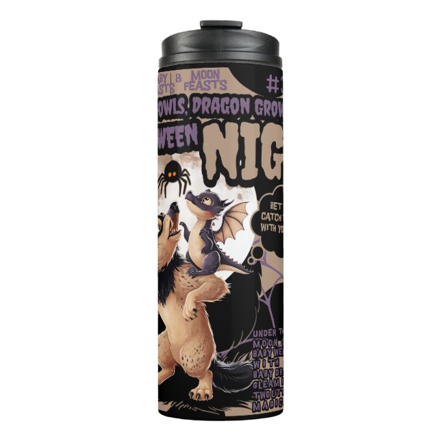 HALLOWEEN BABY WEREWOLF AND DRAGON Thermal Tumbler (Front)