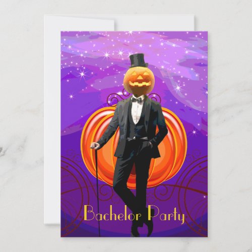 Halloween Bachelor Party with Pumpkin Groom Invitation