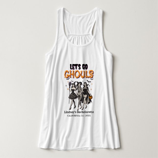 Halloween Bachelorette let's go ghoul Tank Top (Design Front)