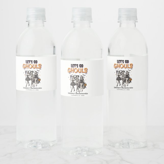 Halloween Bachelorette let's go ghoul Water Bottle Label (Bottles)