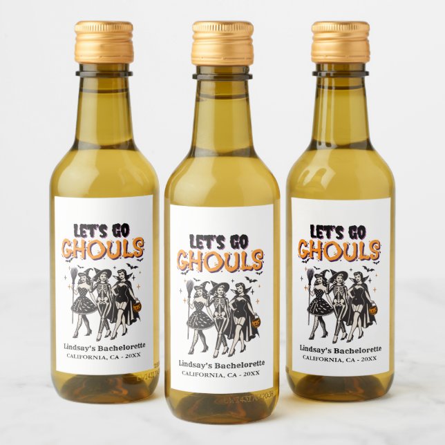 Halloween Bachelorette let's go ghoul Wine Label (Bottles)
