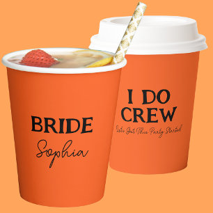 Halloween Bachelorette Party   Brides Name Orange Paper Cups