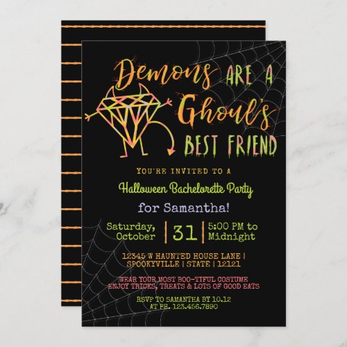 Halloween Bachelorette Party  Funny Demons Ghouls Invitation