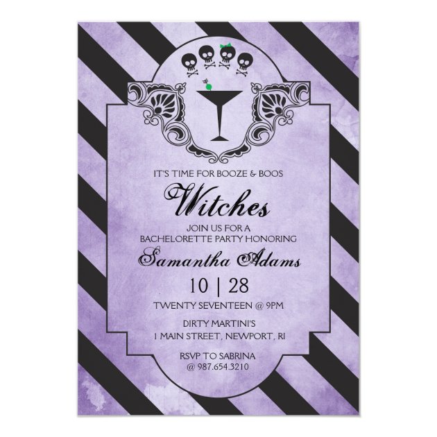 Halloween Bachelorette Party Invitation - Purple