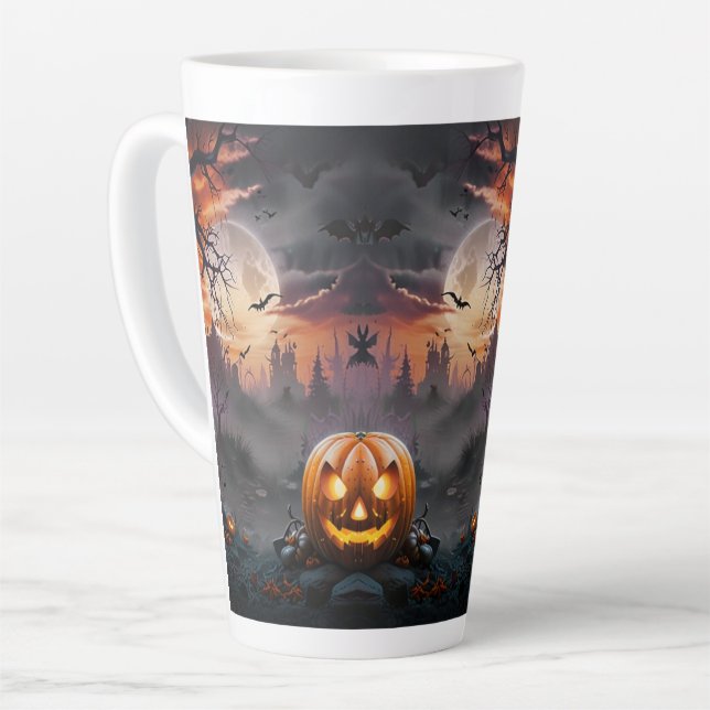 Halloween Background in Orange and Gray Tones Latte Mug (Left Angle)