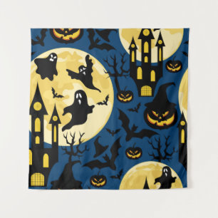 Halloween background. Seamless pattern with moons, Tapestry