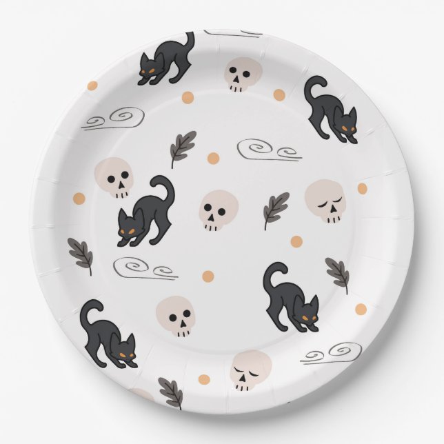 Halloween Background Star Pattern  Paper Plates (Front)