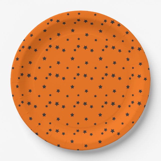 Halloween Background Star Pattern  Paper Plates (Front)