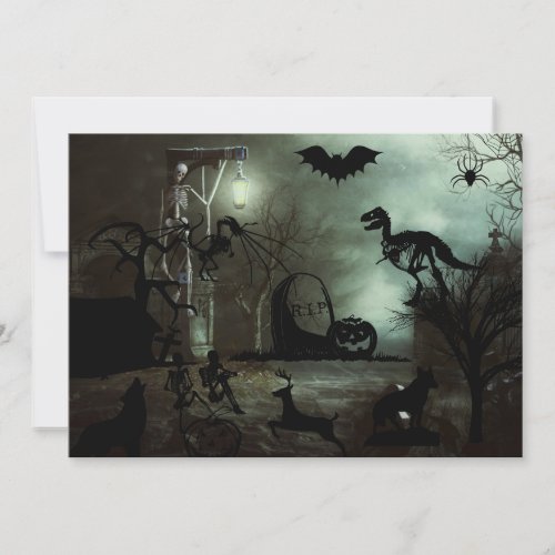 halloween background with haunted housegraves  invitation