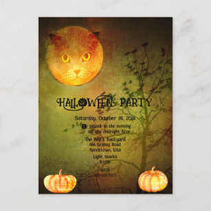 HALLOWEEN BACKYARD PARTY ANNOUNCEMENT POSTCARD