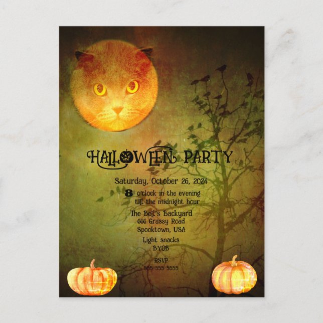HALLOWEEN BACKYARD PARTY ANNOUNCEMENT POSTCARD (Front)