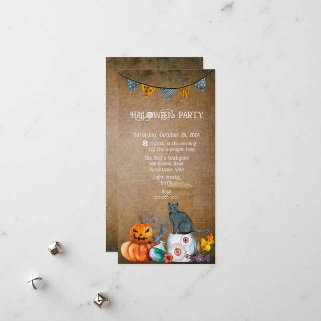 HALLOWEEN BACKYARD PARTY HOLIDAY CARD (Front/Back In Situ)