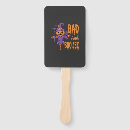 Halloween Bad And Boo Jee Scarecrow Graphic Hand Fan
