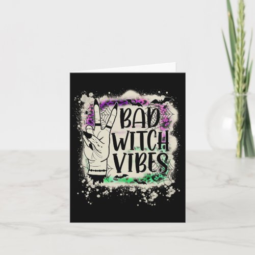 Halloween Bad Witch Vibes Peace Hand Sign Hallowee Card