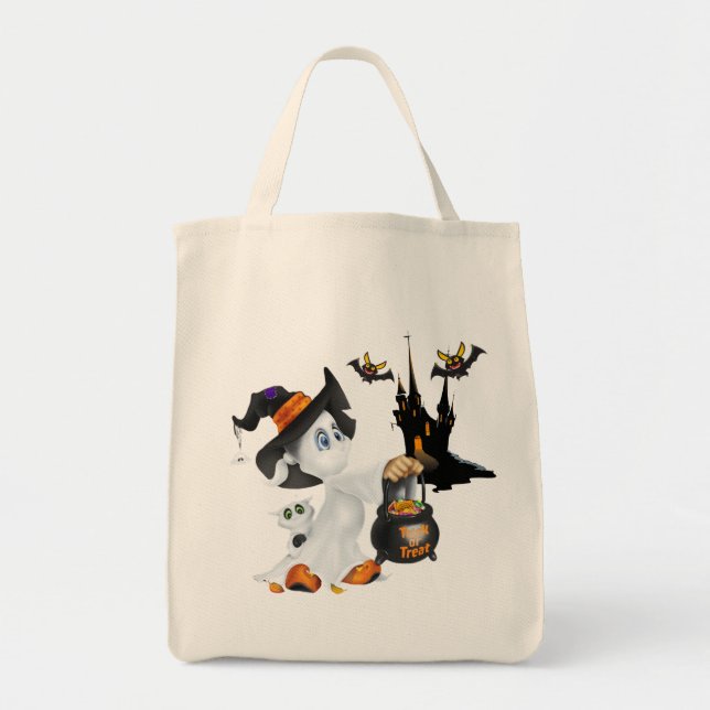 Halloween Bag-Ghost Tote Bag (Front)
