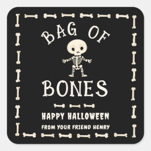Halloween Bag Of Bones Square Sticker