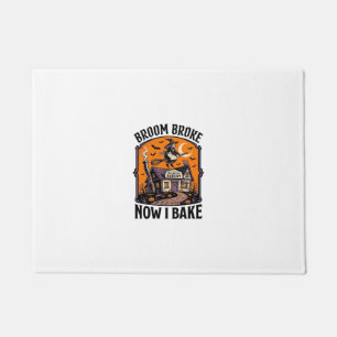 Halloween Baker Shirt Witch Broom Broke Design_1 Doormat