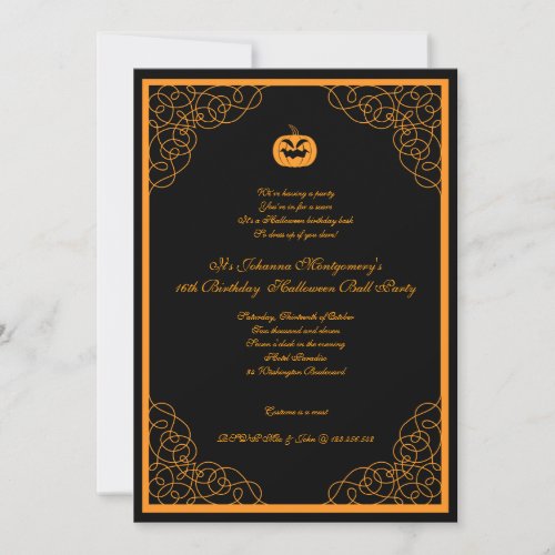 Halloween Ball Costume Party Invitation