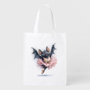 Halloween Ballerina Bat Grocery Bag