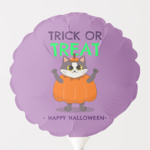 Halloween balloon, can in pumpkin on purple balloon