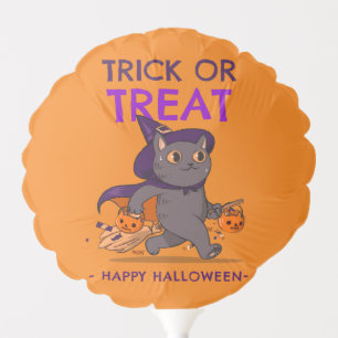 Halloween balloon, cat in witch hat trick or treat balloon