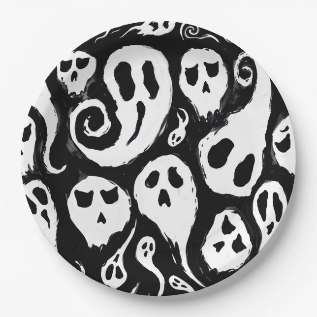 Halloween Balloon Paper Plates (Front)