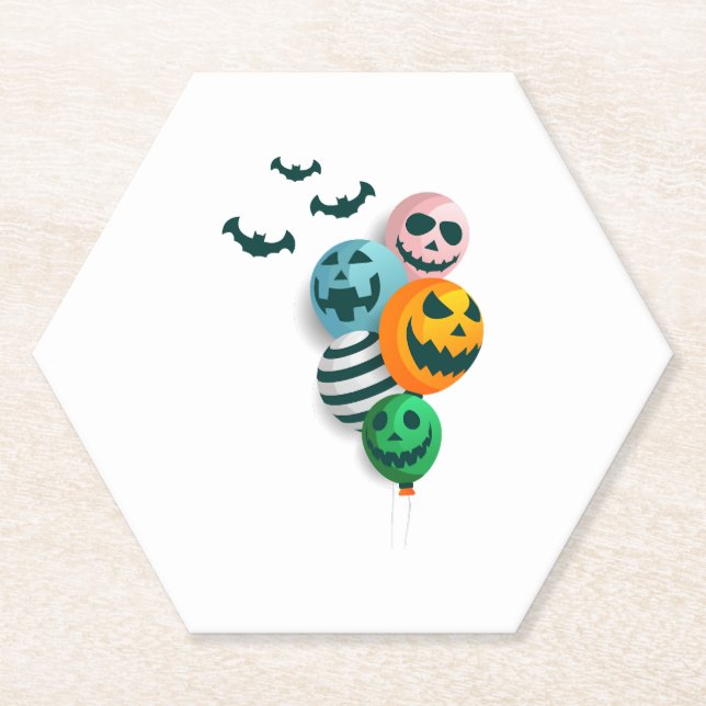 Halloween Balloons Paper Coaster (Front)