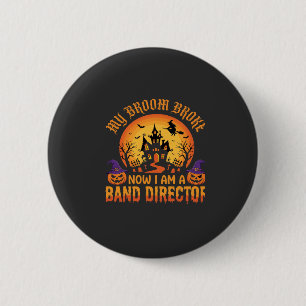 Halloween Band Director Witch Broom Haunted House Button