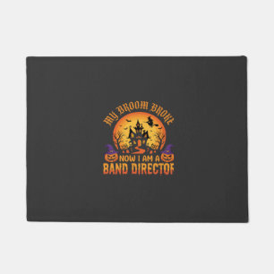 Halloween Band Director Witch Broom Haunted House Doormat