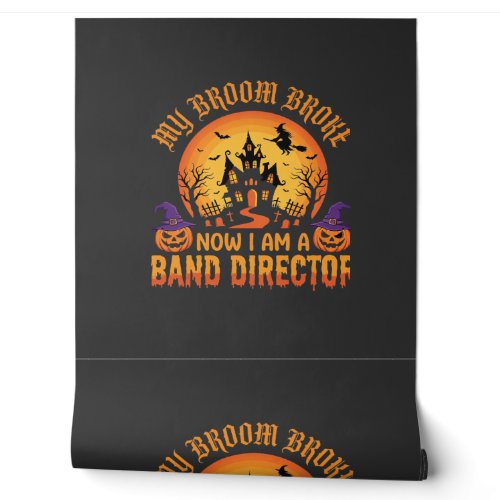 Halloween Band Director Witch Broom Haunted House Wallpaper