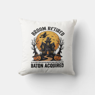 Halloween Band Director Witch Haunted House Design Throw Pillow