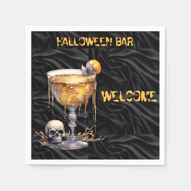 Halloween Bar Welcome Napkins (Front)